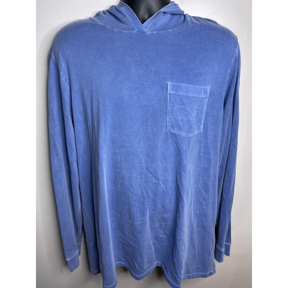 Vineyard Vines Mens Size Large Blue Hooded Long Sleeve Cotton Logo